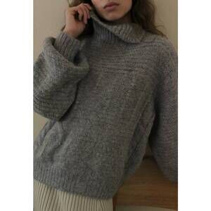 NEW NA NIN ollie knitted suri alpaca sweater in cement heather gray
